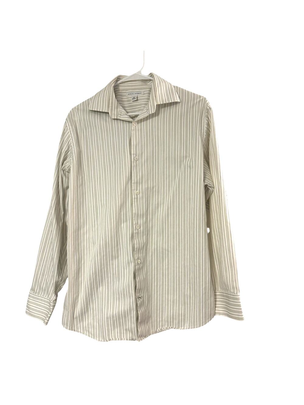 Banana Republic Men’s Button Up Shirt Medium Beige Stripe Long Sleeve Casual